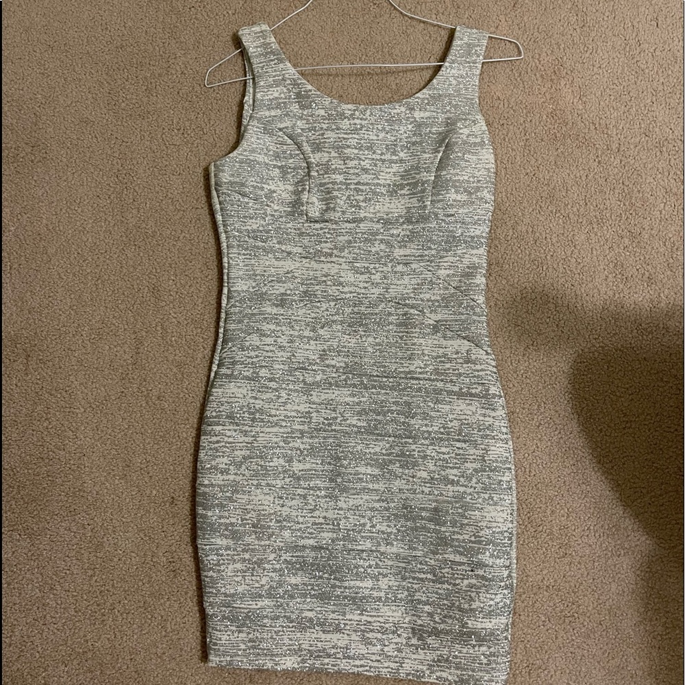 Windsor Bodycon White/Silver Sparkle Dress